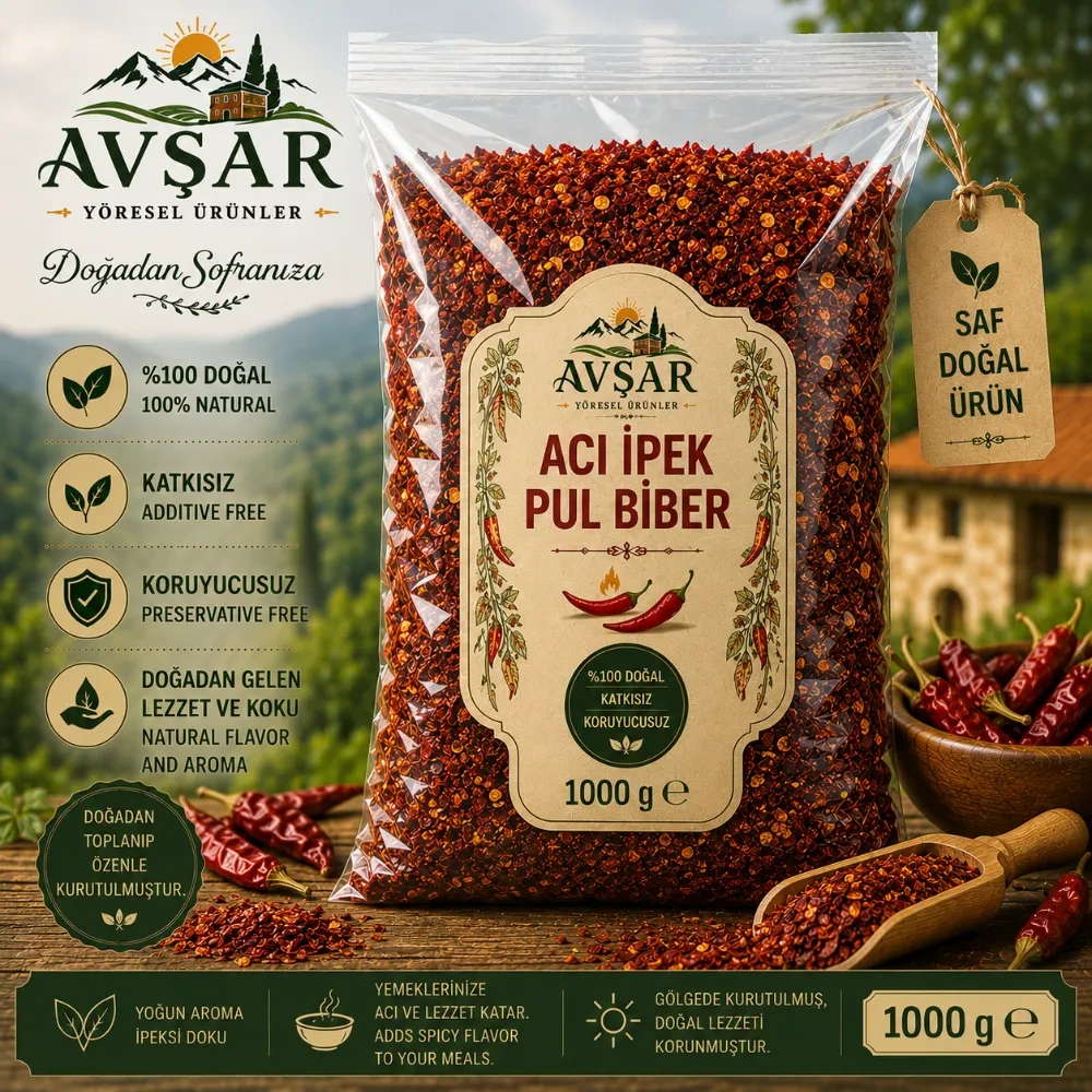 Acı İpek Pul Biber 1000 Gr